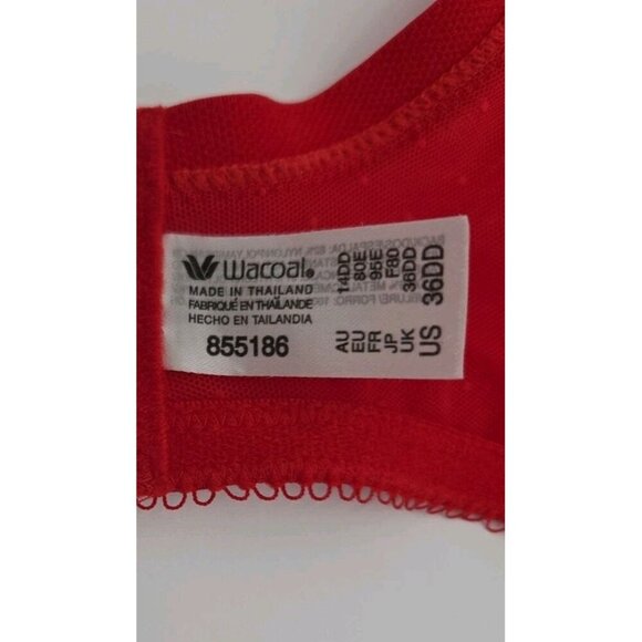 Wacoal Bra 36DD Red Gold Underwire Lace Medallion Bow EUC Underwire Supportive - Picture 6 of 9